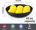 Wrova Wheat Straw Salad Bowls,65oz Unbreakable Wide and Shallow Dinner Bowls Set of 2,Microwave Safe Reusable Plastic Salad Bowls for Kids, Adults,Salad,Camping,RV.Black and White