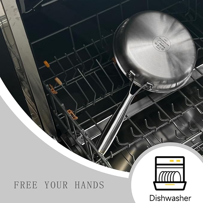 Tri-ply Stainless Steel Frying Pan Set 8" 10" 12" Large Skillet for Chef's Cookware Set, Induction Oven Dishwasher Safe, Compatible with All Cooktops with Kitchen Tongs(Detachable Handle)