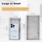 Bathroom Trays for Counter, Slicone Vanity Trays for Bathroom, Rectangle Sponge Holder for Kitchen Sink - Marble Grey