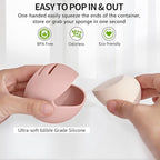 Fauxomor 2 Pcs Makeup Sponge Holder,Double-Sided Breathable Silicone Beauty Make Up Blender Case for Travel or Daily,Shatterproof Make-up Travel Case Quick Drying Easy to Carry,Grey+Pink