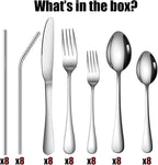 56 Pieces Silverware Service for 8 Flatware Set Stainless Steel Utensils Cutlery Set Dishwasher Safe