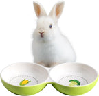 Navaris Twin Feeding Dog or Cat Bowls - Durable Double Ceramic Kitten or Puppy Bowl Set - Ideal for Food & Water for Small Pets - Space-Saving Design & Easy to Clean - Green