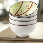 Ceramic Rice Bowls 10 oz, Sakura Bowl Gift Set, Assorted Color Dinnerware Serving Bowls for Rice, Cereal, Noodle, Soup, Desserts, Pack of 4 (Cherry Blossom)