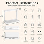 PEKER Bamboo Bathroom Organizer Countertop – Small Vanity Storage Shelf for Makeup, Perfume, Skincare – Natural Cosmetics Display Rack for Dresser, Sink, Kitchen –White