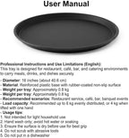 QWORK 16-Inch Round Non-Slip Serving Trays – 4 Pack Rubber Surface Plastic Tray Set for Restaurant, Café & Bar