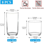 Berglander Drinking Glasses Set of 8, PET Clear Plastic Highball Glasses 14oz & Whiskey Cocktail Glasses Set 11.5oz, Heavy Duty Unbreakable Water Glasses Cup Tumbler Glassware for Beer, Juice, Milk
