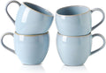 Coffee Mugs Set of 4, Stoneware 16 Oz Coffee Mugs for Cappuccino Latte Cocoa and Tea, Ceramic Coffee Cups with Handle,Sky Bule Mugs for Housewarming Gifts, Microwave and Dishwasher Safe