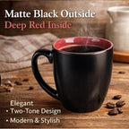 GBhome 12oz Coffee Mugs Set of 6, Large Ceramic Coffee Mugs for Man, Woman, Dad, Mom, Modern Coffee Mugs Set with handle for Tea/Latte/Cappuccino/Milk/Cocoa. Dishwasher&Microwave Safe,Red