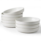 famiware Milkyway 33 oz Bowl Set, Pasta Bowls Set of 8, Salad Bowls Perfect for Your Friend for Housewarming, Thanksgiving, Christmas, White