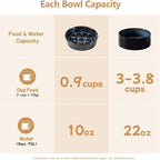 Havniva Ceramic 0.9 Cup Raised Slow Feeder Dog Food and Water Bowl Set, Elevated 6.1inch Bowl and 6.1inch Dish with Acacia Wood Stand for Small Dogs (2 x Starry Sky+ Stand)