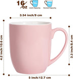 Urbanstrive 16 oz Large Coffee Mugs Set of 4 Ceramic Coffee Mug White Coffee Cups Tea Cups Idea Gift for Women Men House Warming Gifts New Home Office, Pink 4 Pack