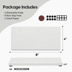 2PCS Diatomite Marble Stone Drying Mat for Kitchen Counter, Water Absorbing Soap Tray Stone Faucet Mat for Bathroom, Quick Dry Splash Guard Sink Protector, Vanity Dish Dispenser Sponge Holder, 8"x3.8"