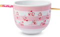 Silver Buffalo Sanrio Hello Kitty Strawberry Milk Pattern Ceramic Ramen Noodle Rice Bowl with Chopsticks, Microwave Safe, 20 Ounces
