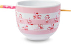 Silver Buffalo Sanrio Hello Kitty Strawberry Milk Pattern Ceramic Ramen Noodle Rice Bowl with Chopsticks, Microwave Safe, 20 Ounces