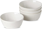UBEE Large Soup Bowls Set of 4, 7.3 inch White Salad Bowls, Ceramic Serving Bowls for Ramen, Pasta, Fruit, Cereal, Fruit, Dinner, Dishwasher and Microwave Safe