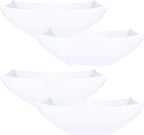 PLASTICPRO Disposable 64 ounce Square Serving Bowls, Party Snack or Salad Bowl, Large Plastic Elegant White Pack of 4