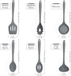 Culinary Couture Grey Silicone Kitchen Utensils Set of 6, Non-Stick Heat-Resistant Silicone Kitchen Utensils Set with Steel Inner Core