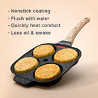 Egg Frying Pan, Fried Egg Pan Nonstick 4 Cups Pancake Pan Aluminium Alloy Cooker for Breakfast, Egg Pan Suitable for Gas & Induction (Black)