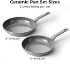 Sanho Diamond-Titanium Ceramic Nonstick Fry Pan Set, 10in & 12in Frying Pans, PFAS PFOA PTFE Free, Dishwasher Safe & Induction Compatible Cookware with Cool-Touch Handle, Gray