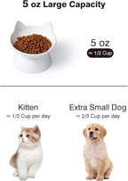 ABRUTY Cat Food Bowl, 5 OZ Ceramic Elevated Kitten Water Bowl, 15° Tilted Raised Pet Feeder, Anti Vomiting and Whisker Friendly Dishes for Fat Faced, Cat, Kitten, Small Dog