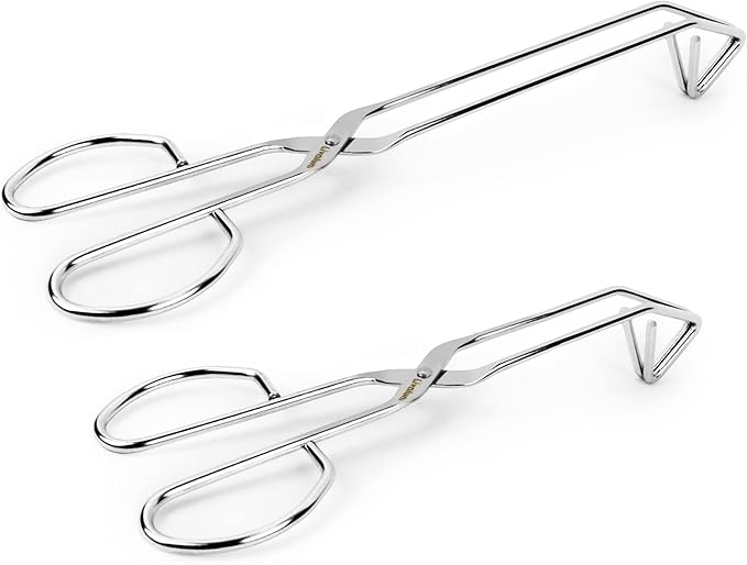 UPIT Kitchen Triangle Tongs for Cooking, Heavy Duty Stainless Steel Scissor-Shaped Serrated Serving Plier for Barbeque, Vegetable, Fruits, Food, Multipurposed, 12 inches