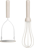 bella 2-Piece Compact Masher and Whisk Set, Fold Flat, Stainless steel and silicone, Foldable Masher, Ballon Whisk, Flat Whisk, Non-stick, Nonslip, Heat safe to 425°F, Oatmilk
