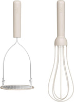 bella 2-Piece Compact Masher and Whisk Set, Fold Flat, Stainless steel and silicone, Foldable Masher, Ballon Whisk, Flat Whisk, Non-stick, Nonslip, Heat safe to 425°F, Oatmilk