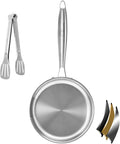 Tri-ply Stainless Steel Frying Pan 8 Inch Small Skillet for Chef's Cooking Pan Induction Oven Dishwasher Safe, Compatible with All Cooktops Up to 600℉ with Kitchen Tongs(Detachable Handle)