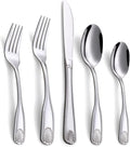 20-Piece Flatware Set, Stainless Steel Silverware Set for 4, Cutlery Set with Shell Pattern, Fork Spoon Knife Set, Dishwasher Safe