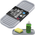 Zulay Kitchen (9x3.5in) Sponge Holder for Kitchen Sink - Flexible Heavy-Duty Multipurpose Sink Caddy - Counter Organizer for Kitchen, Bathroom, Makeup, Trinkets & More! (Grey)