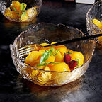 Glass Salad Bowl Irregular Lotus Flower Shape Serving Bowls, Mixing Nut Bowls for Kitchen Fruist, Snack, Dessert, and Ice Cream Candy Dishes (Crystal Clear with Gold Rim, Small)