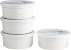 28 Oz Ceramic Bowls Set with Lids Oven Safe, Airtight Food Storage Containers Set of 4, Serving Bowls with Lids for Kitchen, Camping, Office Lunch, Breakfast, Charcuterie Bowls, Meal Prep Containers