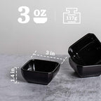 DELLING 3 Oz Porcelain Dip Bowls Set of 6, Black Ceramic Dipping Sauce Bowls - Small Bowls for Charcuterie Board Accessories, Soy Sauce Dish, Condiment Cups for BBQ Party, Dishwasher Safe