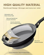 11 Inch Nonstick Frying Pan Skillet, Ceramic Frying Pan, Non Toxic Healthy Ceramic Coating, Suitable for All Stovetops, PTFE PFOA PFOS Free, Black