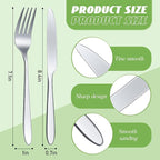 Nuenen 50 Pieces Stainless Steel Forks Silverware Set Dinner Forks and Knives Flatware Tableware Cutlery Set for Kitchen Restaurant(7.1 x 1 Inch, 8.4 x 0.7 Inch,Silver)