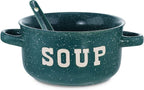 ZENVY Soup Bowl Set of 4 | Ceramic Soup Bowls and Spoons | 22 Ounce (Speckled)