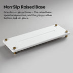 White Gold Dish Drying Rack Tray, Water Absorbing Stone Sink Caddy Kitchen Sink Organizer, Diatomite Bathroom Counter Faucet Mat Coaster, Soap Riser Dispenser Sponge Holder, White 12.5" x 4.5"