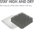 Boon Grass Plastic Drying Rack - Modern Countertop Baby Bottle Organizer - 9.75 x 9.88 x 3.0 inches - Gray