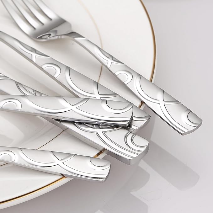 20PCS Silverware Set Service for 4, Premium 18/0 Stainless Steel Cutlery Set, Mirror Polished Flatware, Modern Kitchen Eating Utensils for Home, Restaurant, Wedding, Party
