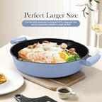 Large Frying Pan Skillet Nonstick with Lid, 14 Inch Deep Saute Pan, Big Induction Pan for Cooking, 2-1 Non Stick Cookware with Helper Handle, Family Size, Suitable for All Stoves, PFOA-Free
