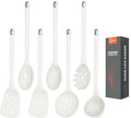 Large Silicone Utensils Set of 7 for Cooking,No Scratch for Nonstick Cookware,Pasta Server,Spaghetti Spoon,Slotted Spoon&Spatula,Solid Spoon&Spatula,Skimmer,Soup Ladle BPA Free Heat Resistant (White)