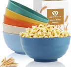 Wheat Straw Bowls 60 OZ, Unbreakable Large Salad Bowls Set of 6, Plastic Kitchen Bowls for Ramen, Soup, Cerea, Microwave and Dishwasher Safe Big Popcorn Bowls for Camping, RV, Party (Multi Colors)