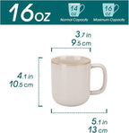 vancasso 16 oz Coffee Mugs Set of 6, Large Ceramic Mug with Handle, Unique Glaze Coffee Cups for Latte, Cappuccino & Hot Cocoa, Dishwasher & Microwave Safe, Beige, Series PLAYA