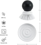 KitchenAid Palm Brush with Dish Tray to Keep Countertops Dry and Clean, Durable Nylon Bristles for Tough Cleaning, Dishwasher Safe, 2 Piece, Black
