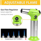 TBTEEK Butane Torch T901, Kitchen Torch Cooking Torch with Safety Lock & Adjustable Flame for Cooking, BBQ, Baking, Brulee, Creme, DIY Soldering(Butane Not Included), Green