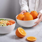 DELLING 60 Oz Large Serving Bowls Set of 3, 8 Inch White Ceramic Mixing Bowls - Soup Salad Pasta Ramen Bowls for Kitchen, Microwave Dishwasher Safe, Porcelain