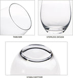 FAWLES Stemless Wine Glasses Set of 12, 15 Ounce Smooth Rim Standard Wine Glass Tumbler for Red, White Wine, Dishwasher Safe