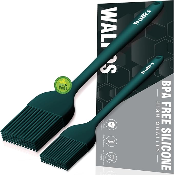 Walfos 600℉ Heat Resistasnt Basting Brush, BPA Free Silicone Pastry Brushes for Cooking, Spread Oil Butter Sauce for Baking Kitchen BBQ Grill, Dishwasher Safe, 2 Size (Large and Samll)
