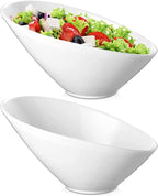 Yesland 2 Pack Porcelain Angled Serving Bowls - 26 oz White Salad Bowls - Ceramic Pasta Bowls for Cereal, Soup, Salad, Rice, Prep