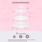 Pack of 10 NWK Cake Stand Set, with 3 x Two-Tier and 3 x Three-Tier Cupcake Stands, 4 x Appetizer Trays, 1 x Tablecloth for Birthday Bridal Baby Shower Party (White)